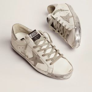 Super-Star sneakers with silver sparkle foxing and metal stud lettering